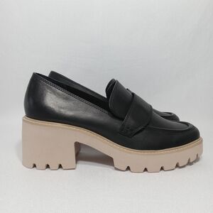 DOLCE VITA Halona Chunky Heel Platform Loafer in Black Pink Womens Size 11